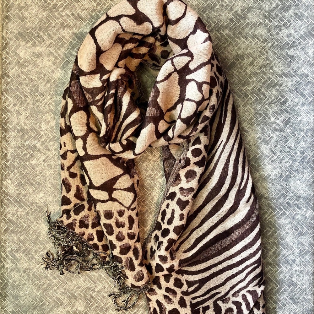Apartment 9 Animal Print Fringe Scarf